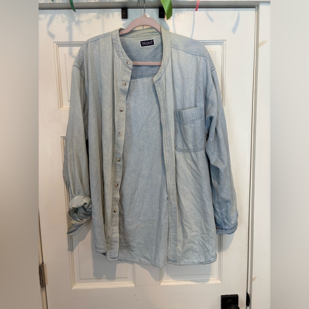 Vintage Nuovo Denim Collarless Button Down